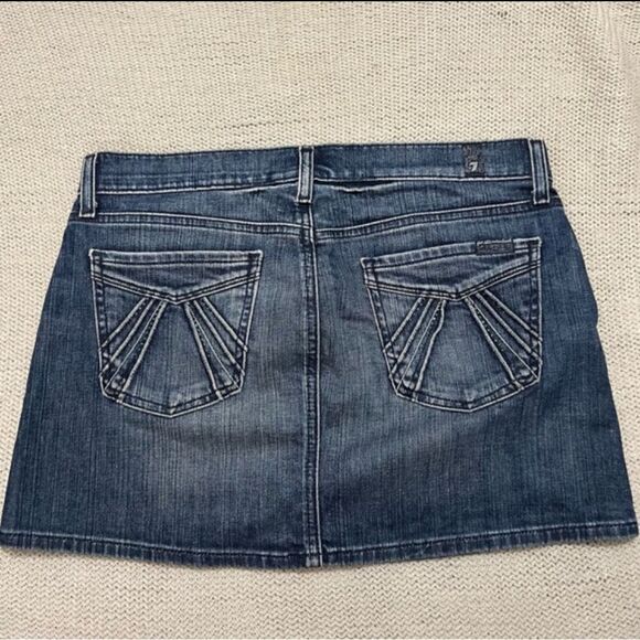 7 For All Man Kind Denim Jean Mini Skirt Sunburst Crystal Embellished Pockets 29 - Picture 11 of 12